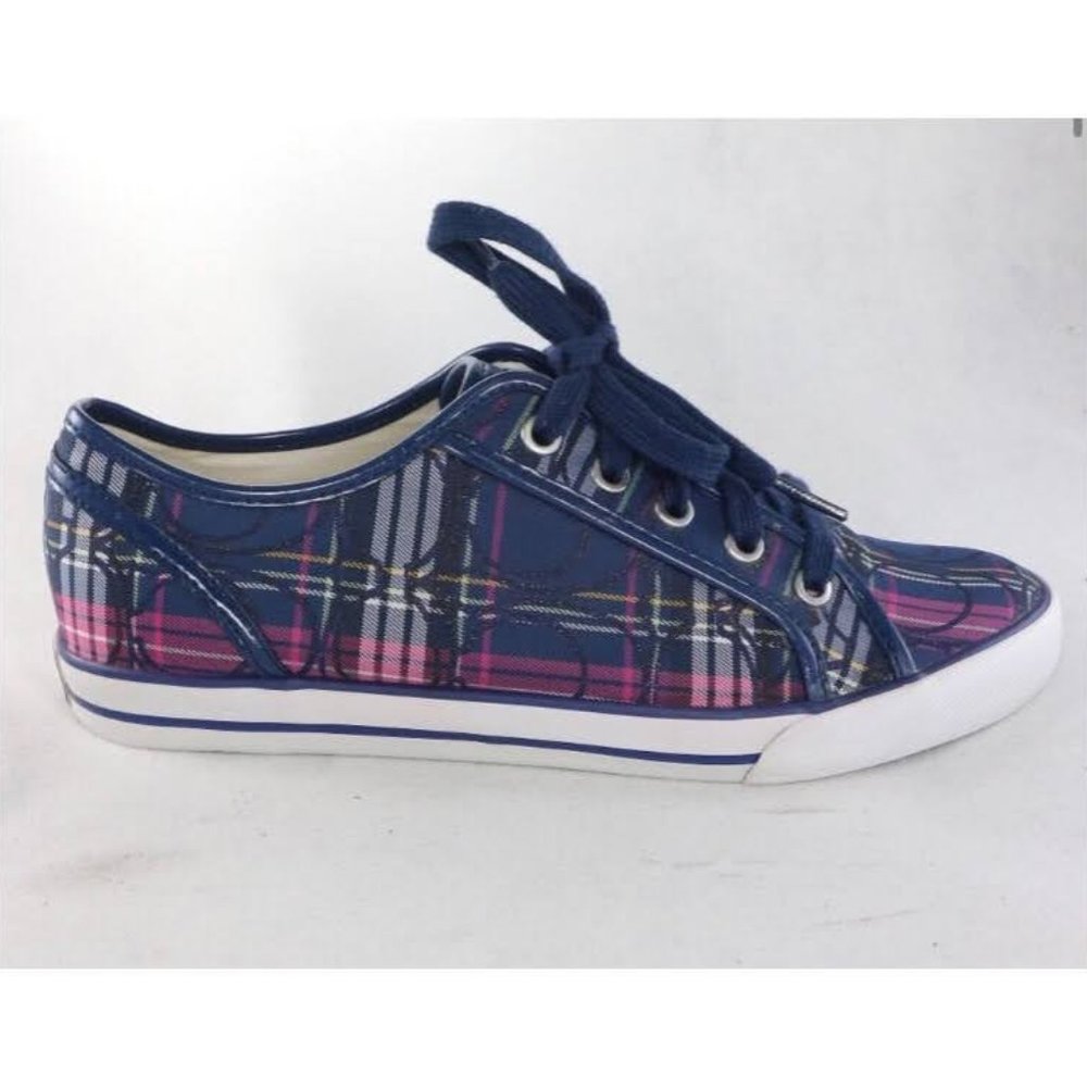 COACH Dee Blue Plaid Sneakers - Picture 2 of 10